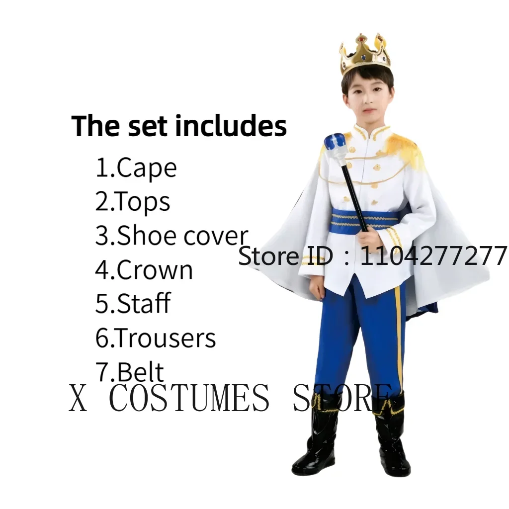 7 قطع من أزياء الأمير الملكي في العصور الوسطى على شكل تاج وحفلات أعياد الميلاد وحفلات تنكرية للأولاد زي كرنفال الملك #4
