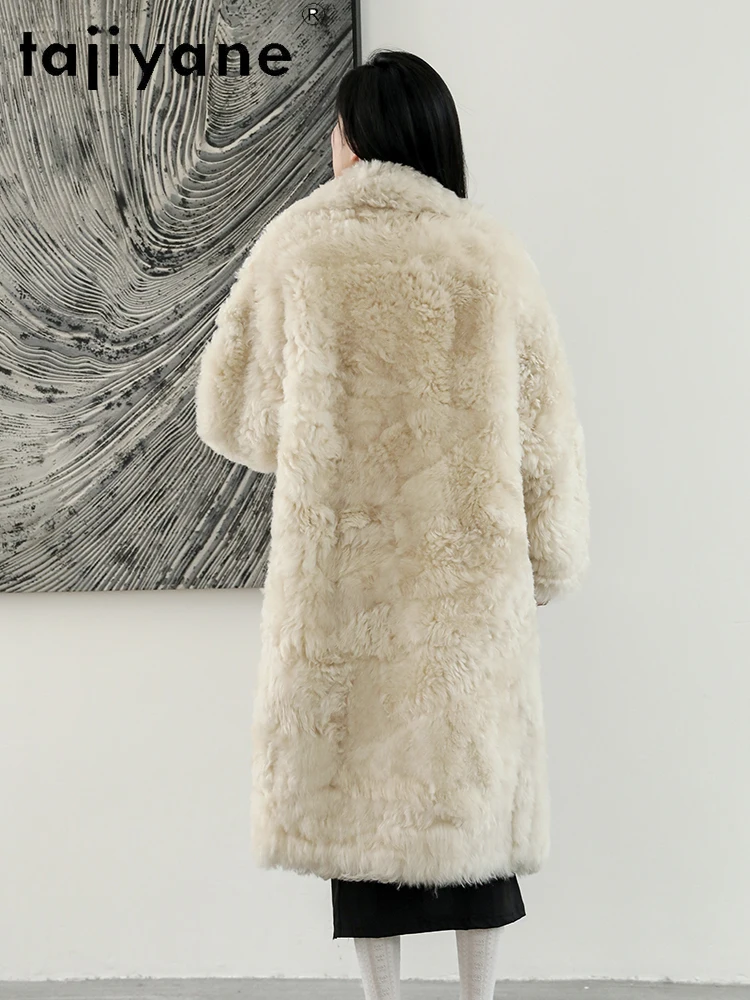 TAJIYANE Naturale Integrato Cappotto di pelle di Pecora Donna di Lusso 2025 Bianco Lungo Reale Giacca di Pelliccia Cappotti Invernali Abbigliamento Donna шуба жleticud