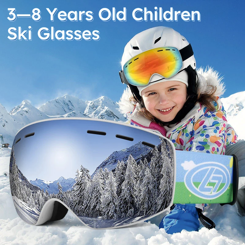 Children's Ski Glasses, Double-Sided, Anti-Fog, HD Lenses, Kids Goggles, Winter Sports Accessories