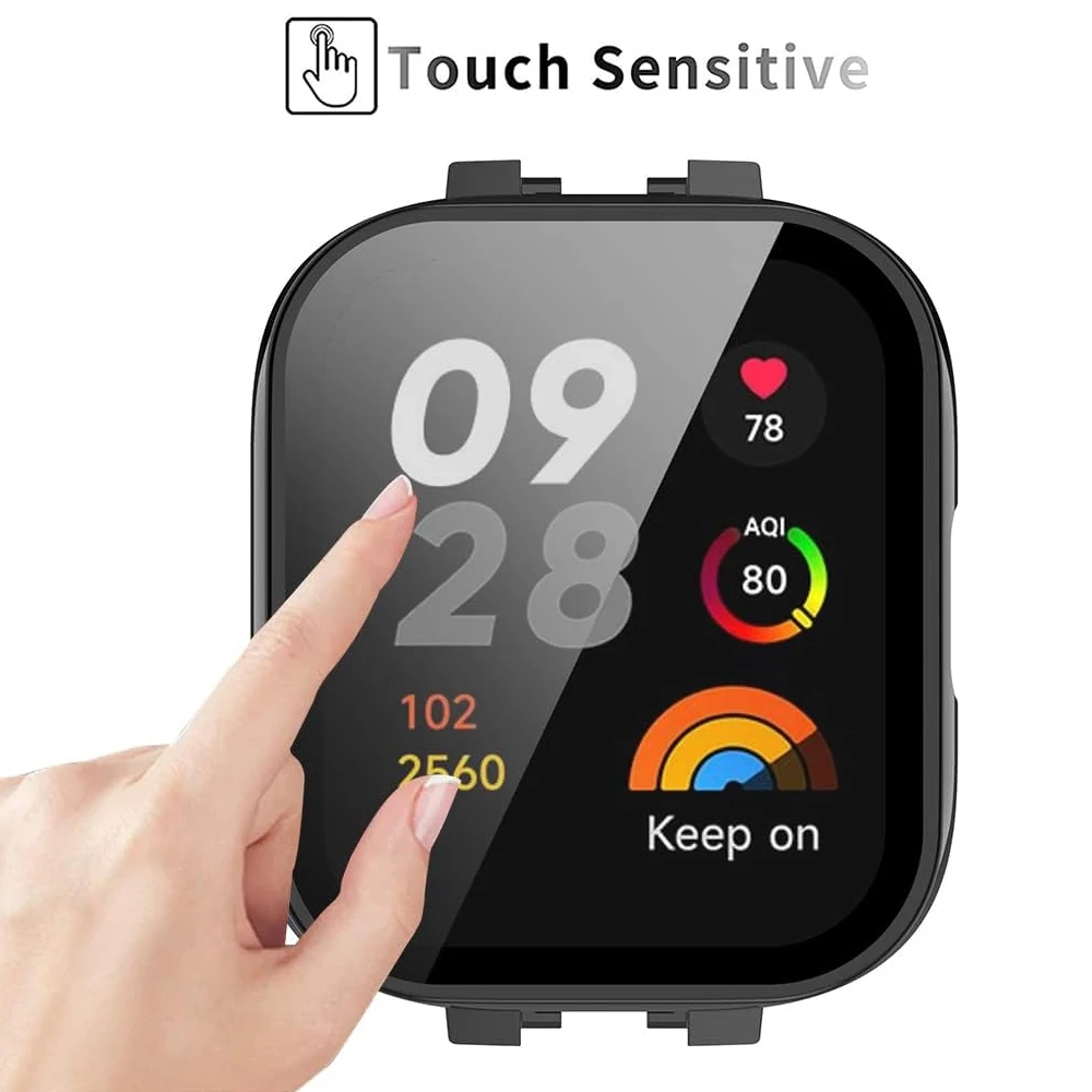 Screen Protector Case for Xiaomi Redmi Watch 3, Ultra-Thin Hard PC Bumper Bulit-in Glass Full Coverage Protective Shell Cover