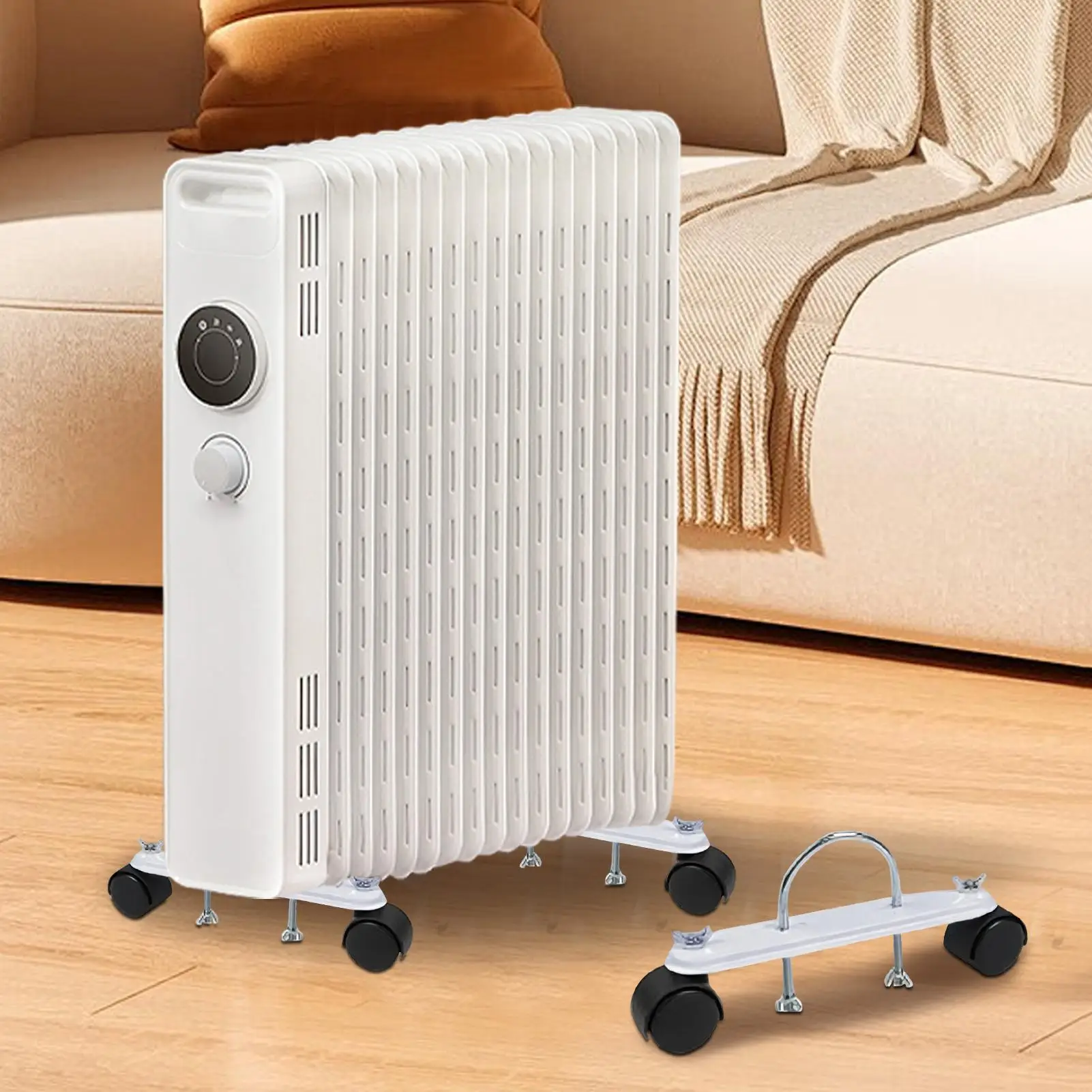 2pcs Electric Oil Heater Bracket Electric heater pulley 360 Degree Rotating Oil Heater Frame Caster Accessories for Home