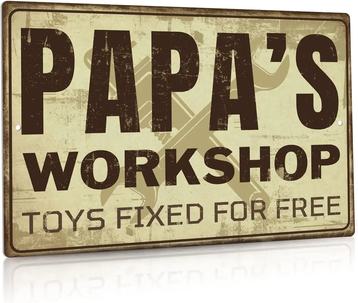 Putuo Decor Garage Decor Metal Tin Sign, Papa;S Workshop Toys Fixed for Free, 12 x 8 Inches