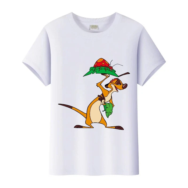 

Casual Disney The Lion King TIMON Graphics Girl Short Sleeves T-Shirt Women Tshirt Summer Boys Tops Men Blouses Unisex Kids Tees