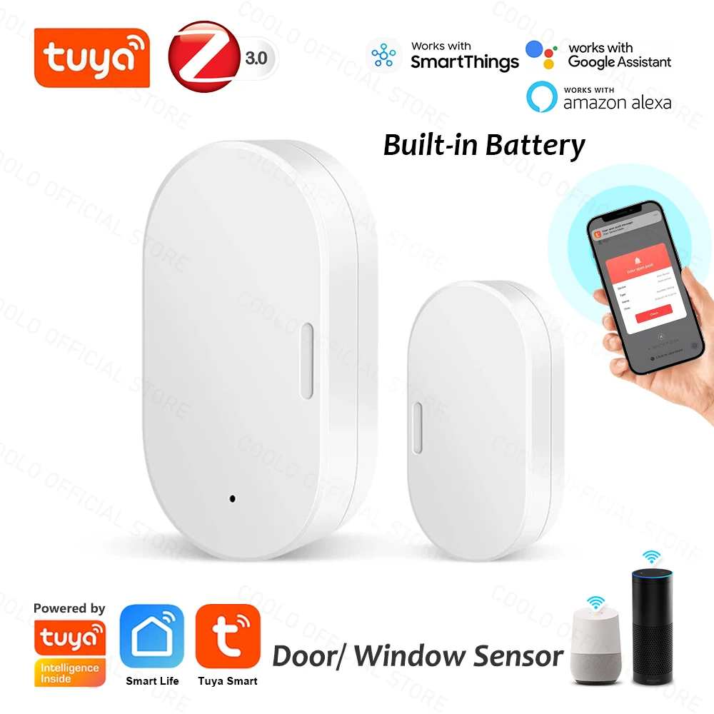 

Tuya Smart Home Zigbee Door Sensor Alarm Window Door Open/Closed Detectors Security Protection Smart Life Voice for Alexa Google