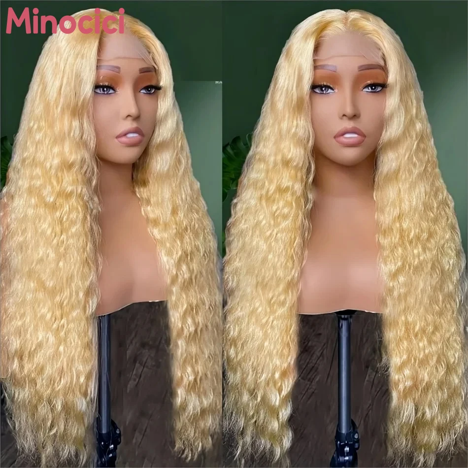 

Парик из кудрявых светлых человеческих волос, 100% глубокие волны, кружевные передние парики, плотность 250, 613, предварительно выщипанные волнистые, 13X4 13X6 Hd, кружевные фронтальные парики