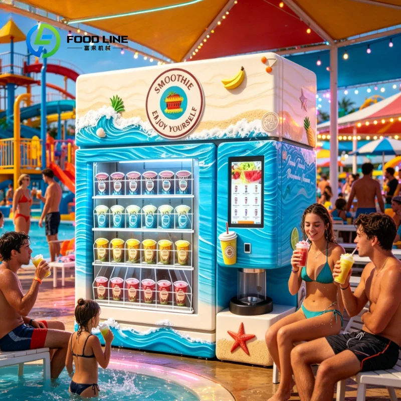 Customized Professional Supplier 24H Tabletop Frozen Fruit Smoothie Vending Blender, Fresh Fruit Drink Vending Machine