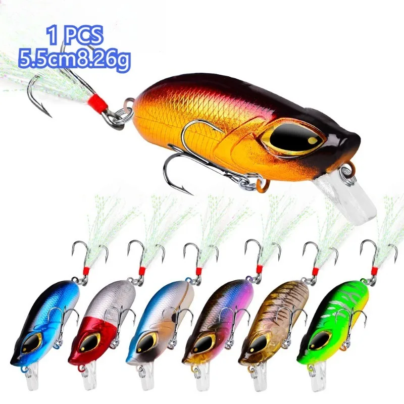 1 Stück 5,5cm 8,26g Schwimmender Oberflächenköder Kunstköder Salzwasser-Hartköder Bass Plastik-Walker Angelzubehör Bionischer Köder