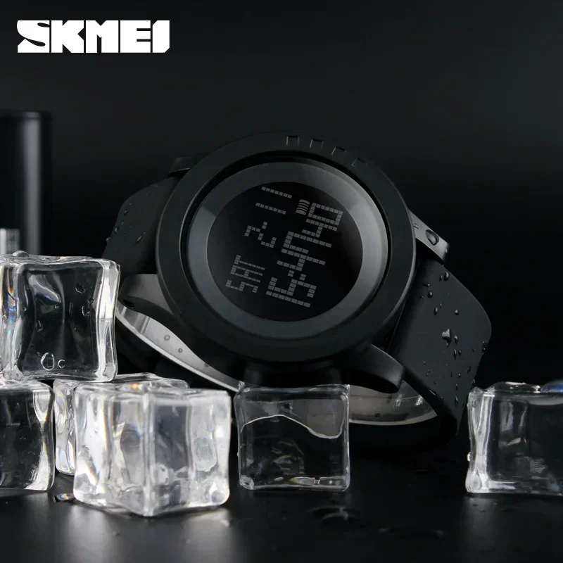 Skmei-relógio digital led masculino 1142, à prova d\'água, com alarme e calendário, mostrador grande