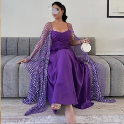 Evening Saudi Arabia Jersey Draped Clubbing A-line Square Neck Bespoke Occasion Gown Long Dresses