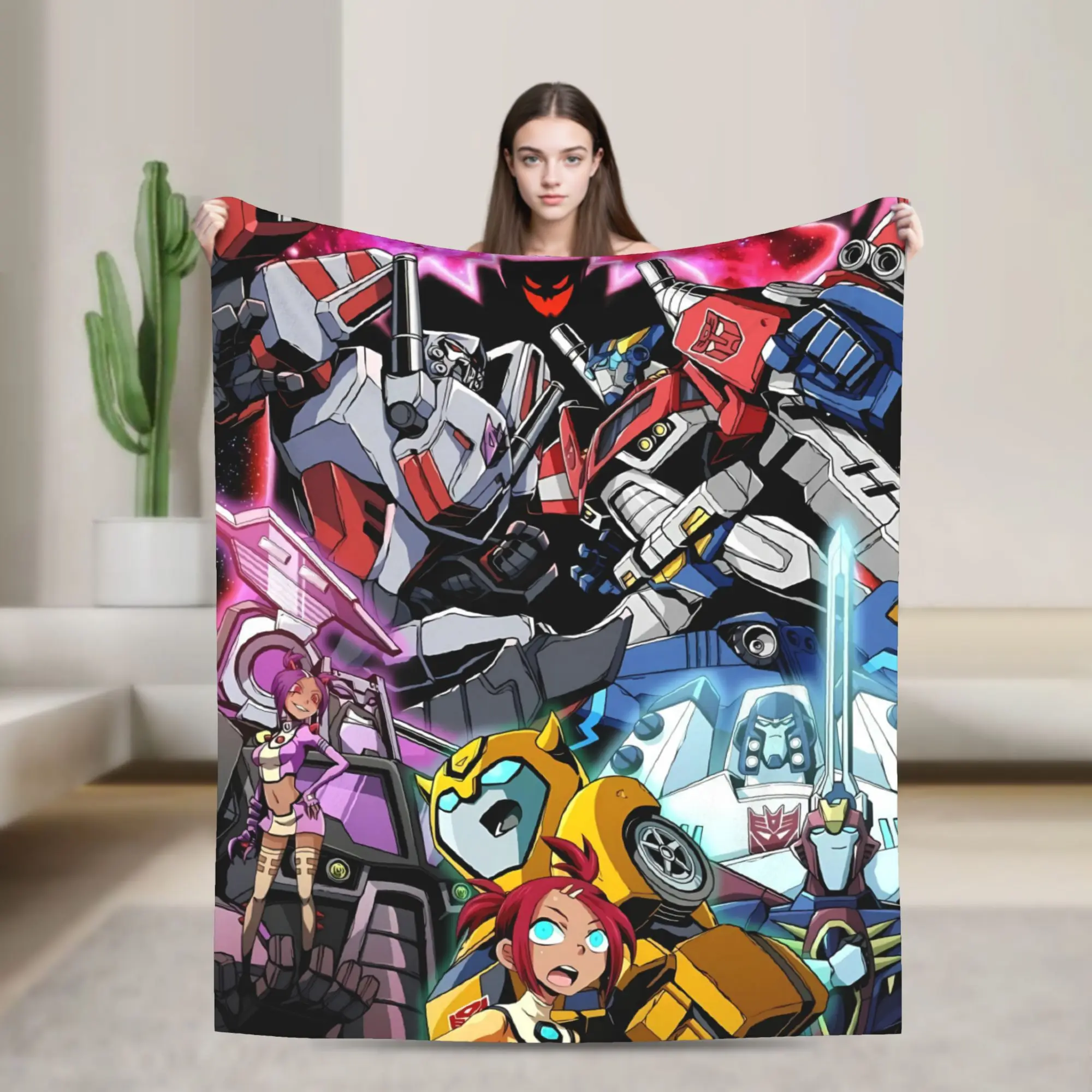 Transformered Cartoon Blanket Quality Warm  Throw Blanket Autumn Airplane Travel Couch Chair Sofa Bed Comfortable Bedspread