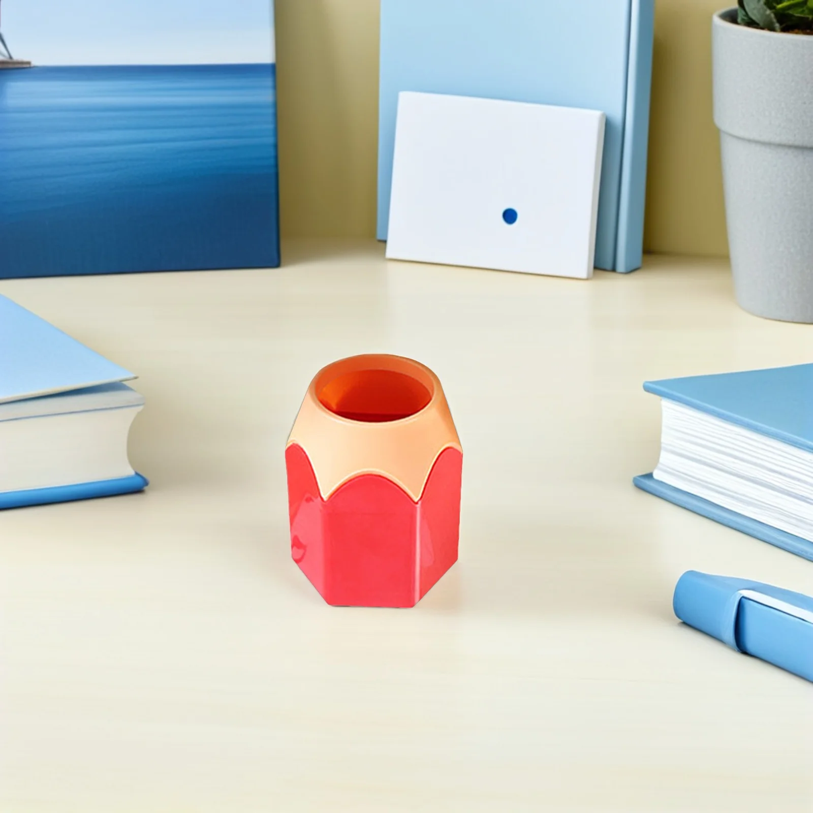 

10pcs Pencil Shaped Cups Kawaii Pen Holder Desktop Makeup Brush Storage Organizer Large Crayon Container Office Desk Pen Cup
