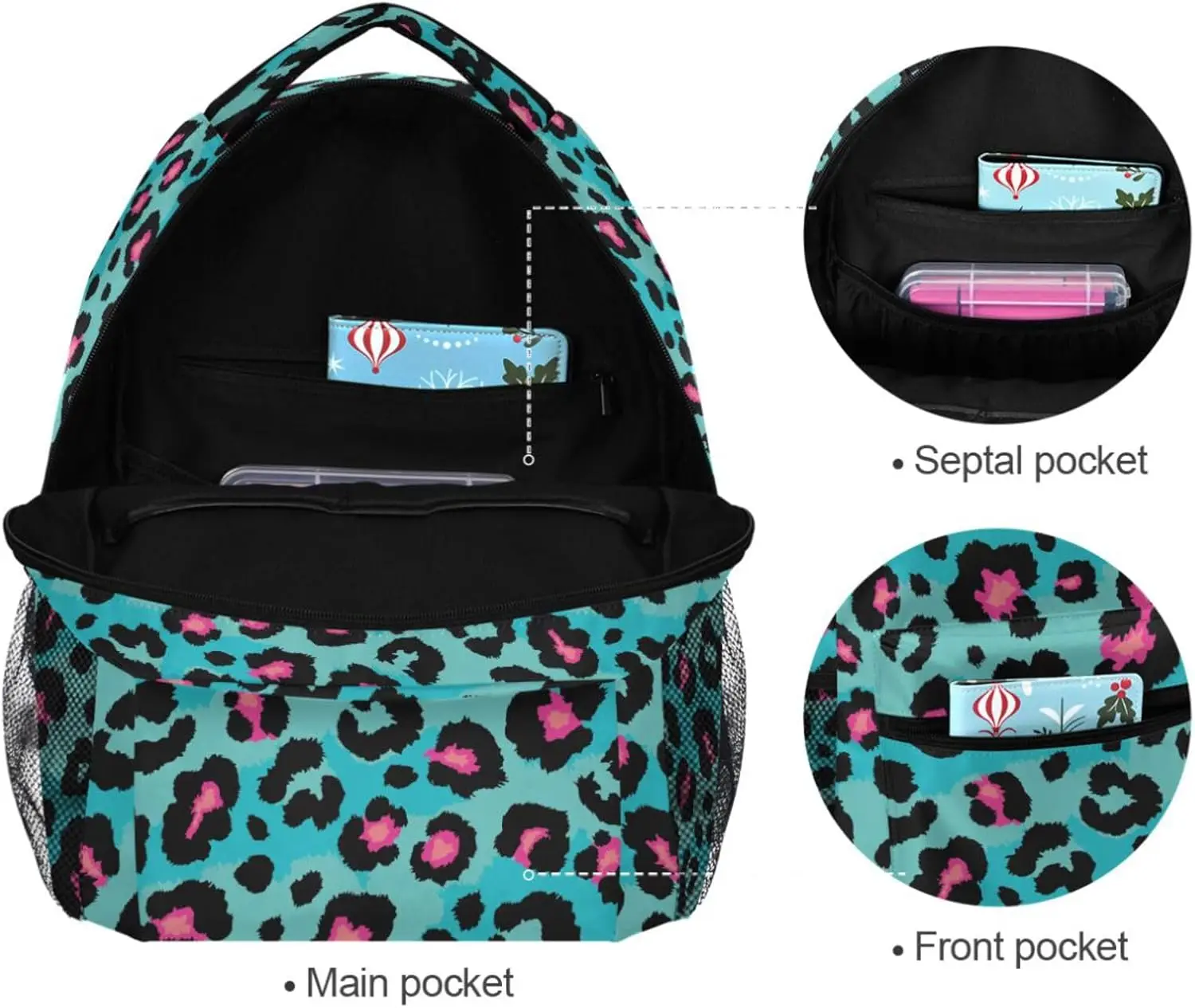 School Start Best Seller! Blue Leopard Print Backpack, Trendy Animal Pattern, Stylish Bag for Bold Style Fans