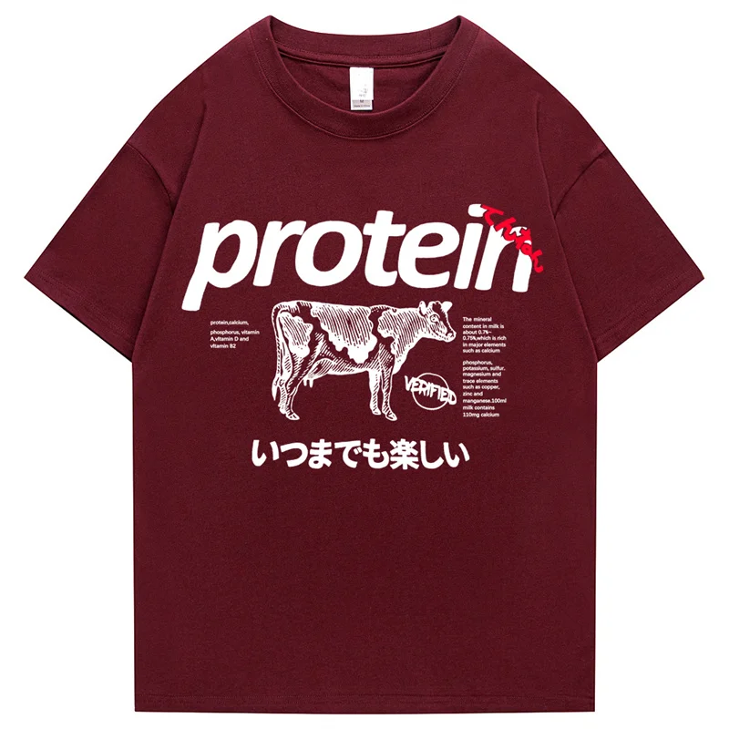 2022 Protein Cartoon Graphic Kawaii Men Tshirt Summer Short Sleeve Oversize Man T Shirt Japanese Harajuku Men's Clothing