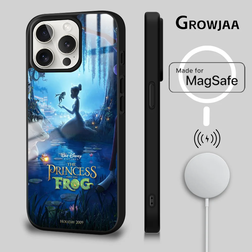  Cartoon The Princess and the Frog Phone Case For iPhone 15 14 13 12 11 Pro Max Plus Mini Mirror Wireless Magnetic Funda