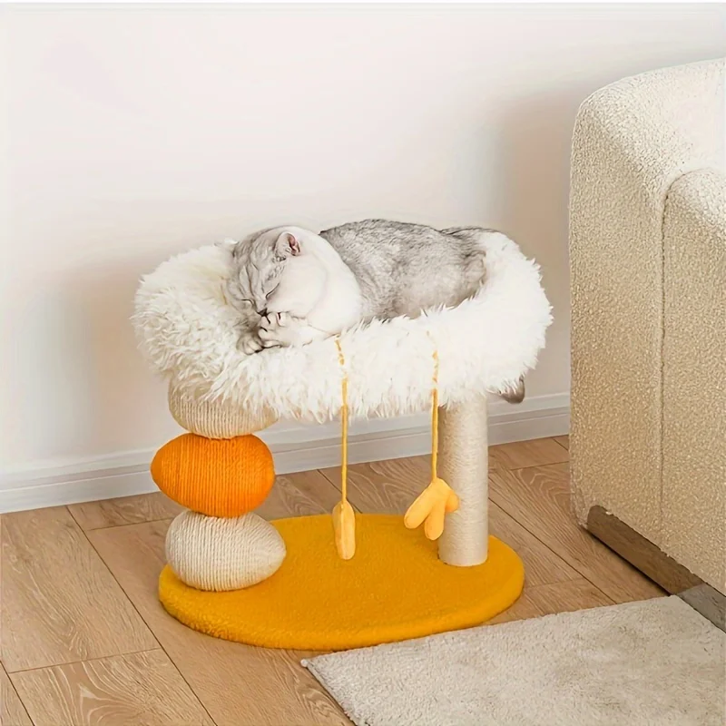 Indoor Cat Tree with Cozy Bed Multi-Level Climbing Frame Engaging Scratching Post And Fun Chicken Platform for Cats