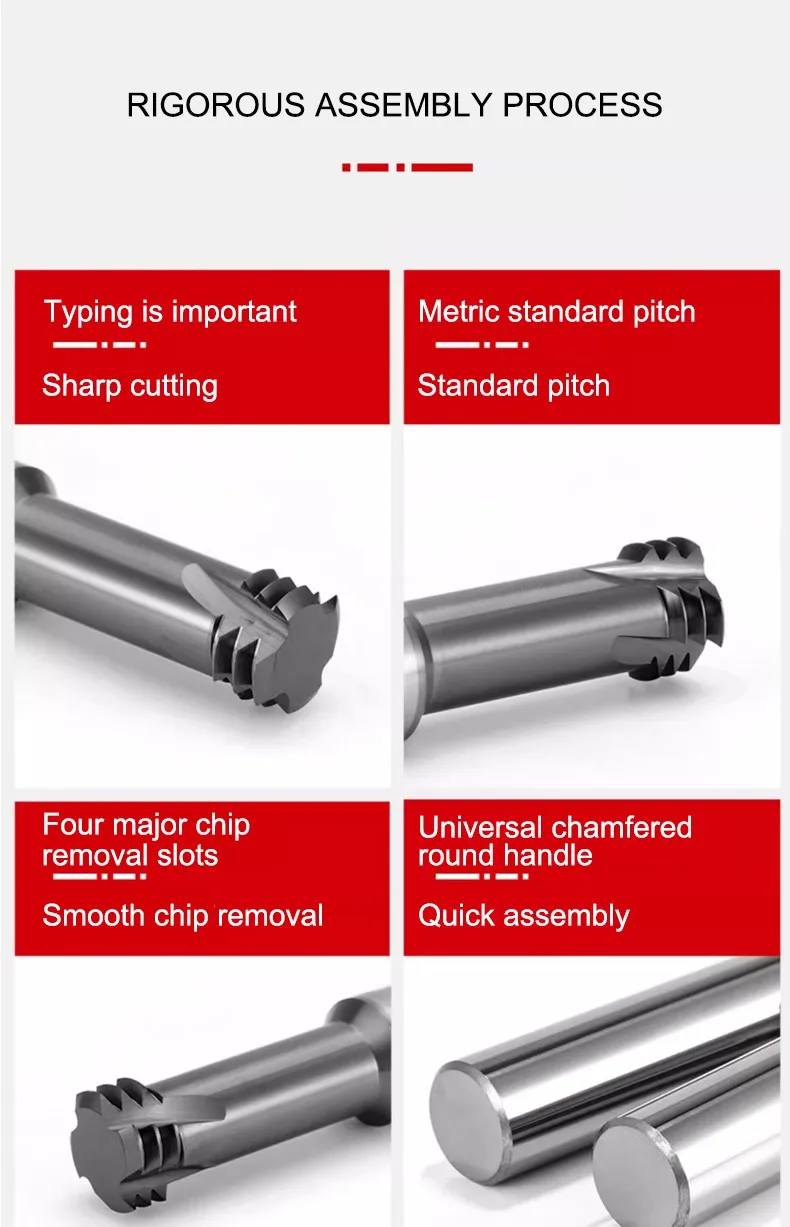 AZZKOR HRC66 Hartmetall-Gewindefräser mit 3 Zähnen, Nano-Beschichtung, CNC-Bearbeitungszentrum-Fräser M3M5M6M8 – Detail 6