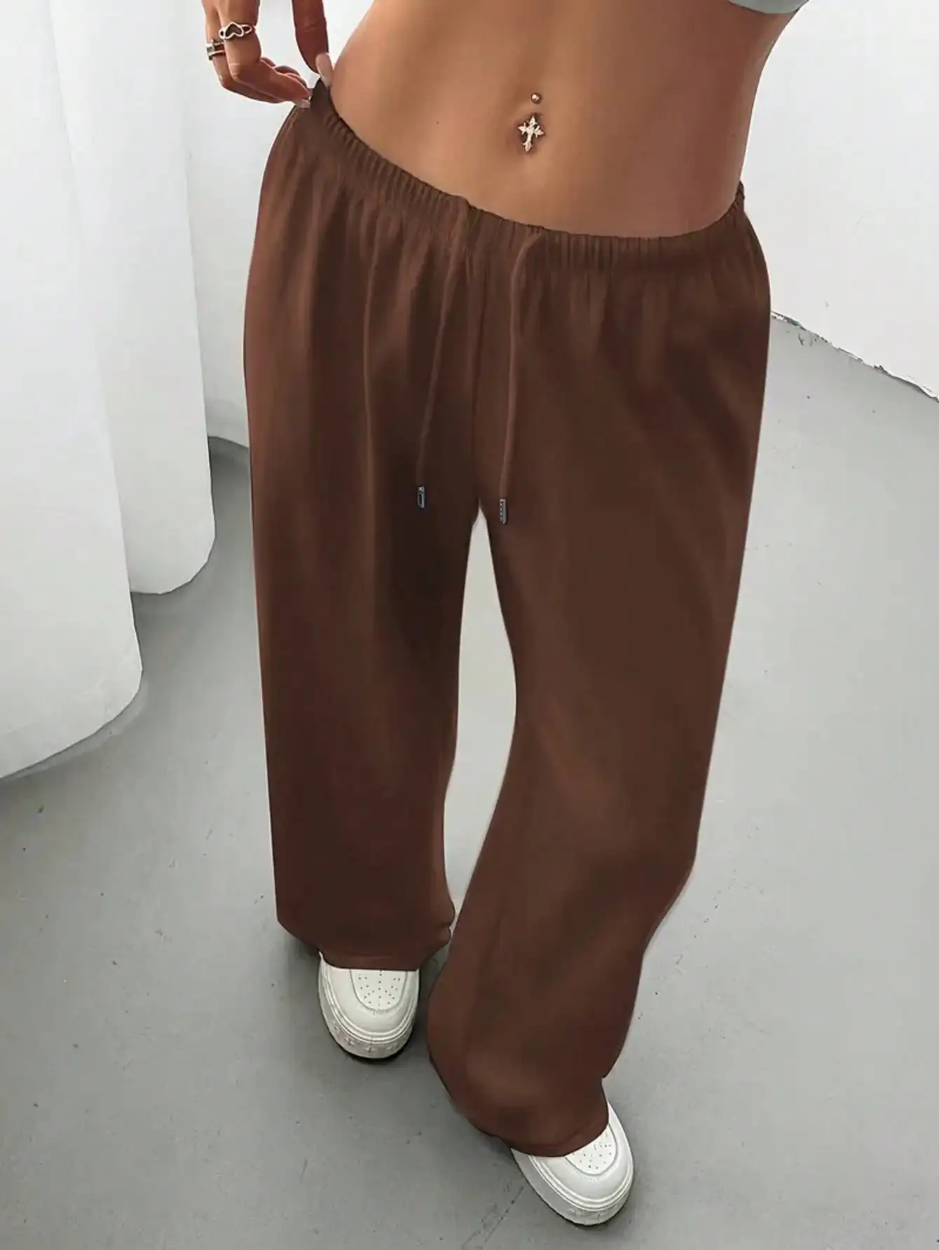 2026 Damen Casual Ganzjahres-Laufhose - Bequeme, lockere, einfarbige Hose mit Kordelzug und elastischem Bund, weites Bein – Detail 27