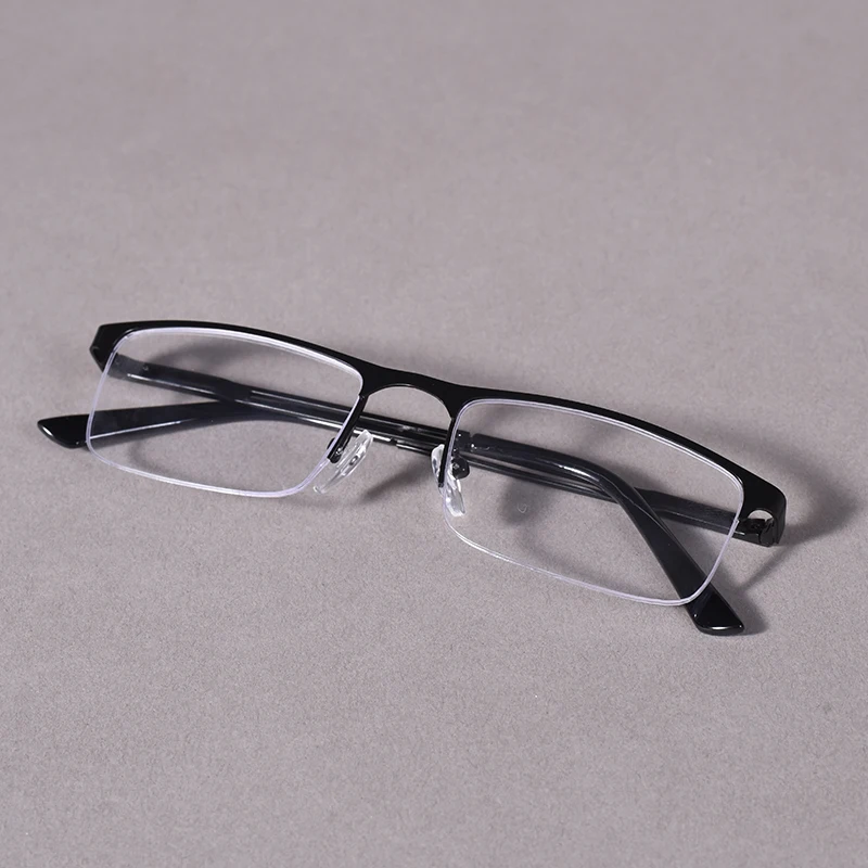 Herren-Lesebrille mit halbem Rahmen, modisch, quadratisch, Business-Rezeptbrille, blaues Licht blockiert + 125 + 175 + 225 + 275 – Detail 3