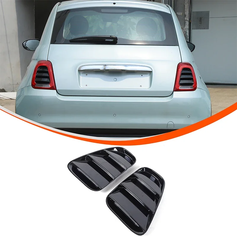 For Fiat Abarth 500 595 695 2016+ Car Rear Tail Light Decorative Panel Cover ABS Piano Black Exterior Accessories 2 Pcs