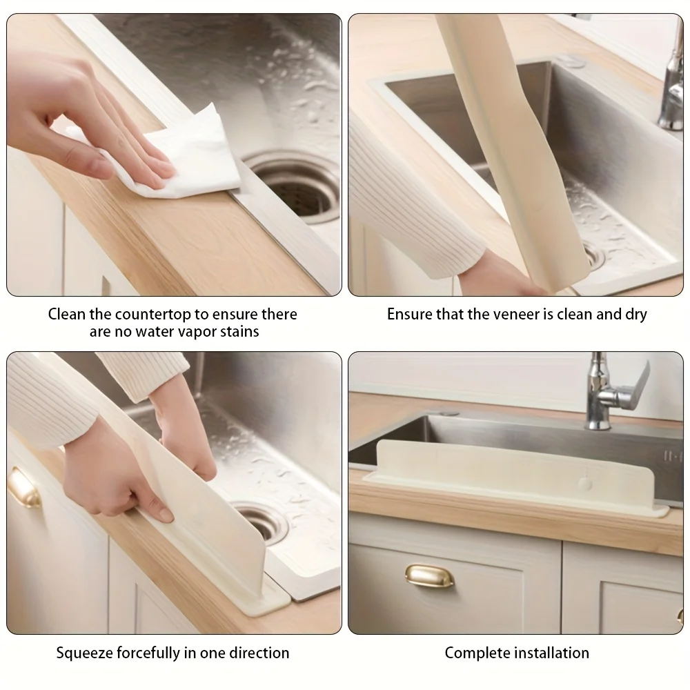 2/4 Stück Silikon-Spritzschutz für die Spüle, rutschfeste Arbeitsplattenbarriere mit starkem Saugnapf, verhindert Wasserschmutz für die Küche zu Hause – Detail 6