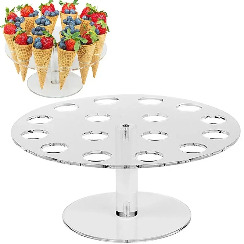 16 Holes Acrylic Transparent Ice Cream Stand Cake Cone Stand Holder Wedding Buffet Food Display Stand  Baking Kitchen Tools