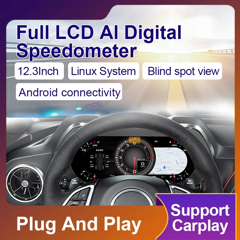 12.3-Inch Digital Speedometer Lcd Instrument Cluster With Phone Link Car Dashboard Upgrade 6 2016-2023