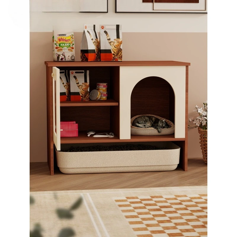 

Storage cabinet Household cat house Storage pet cat litter box Integrated small cat villa