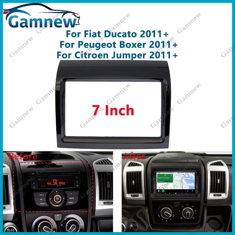 

7 Inch 2Din Car Fascia Radio Panel For Fiat Ducato Peugeot Boxer Citroen Jumper 2011+ Frame Kit Install Facia Face Plate