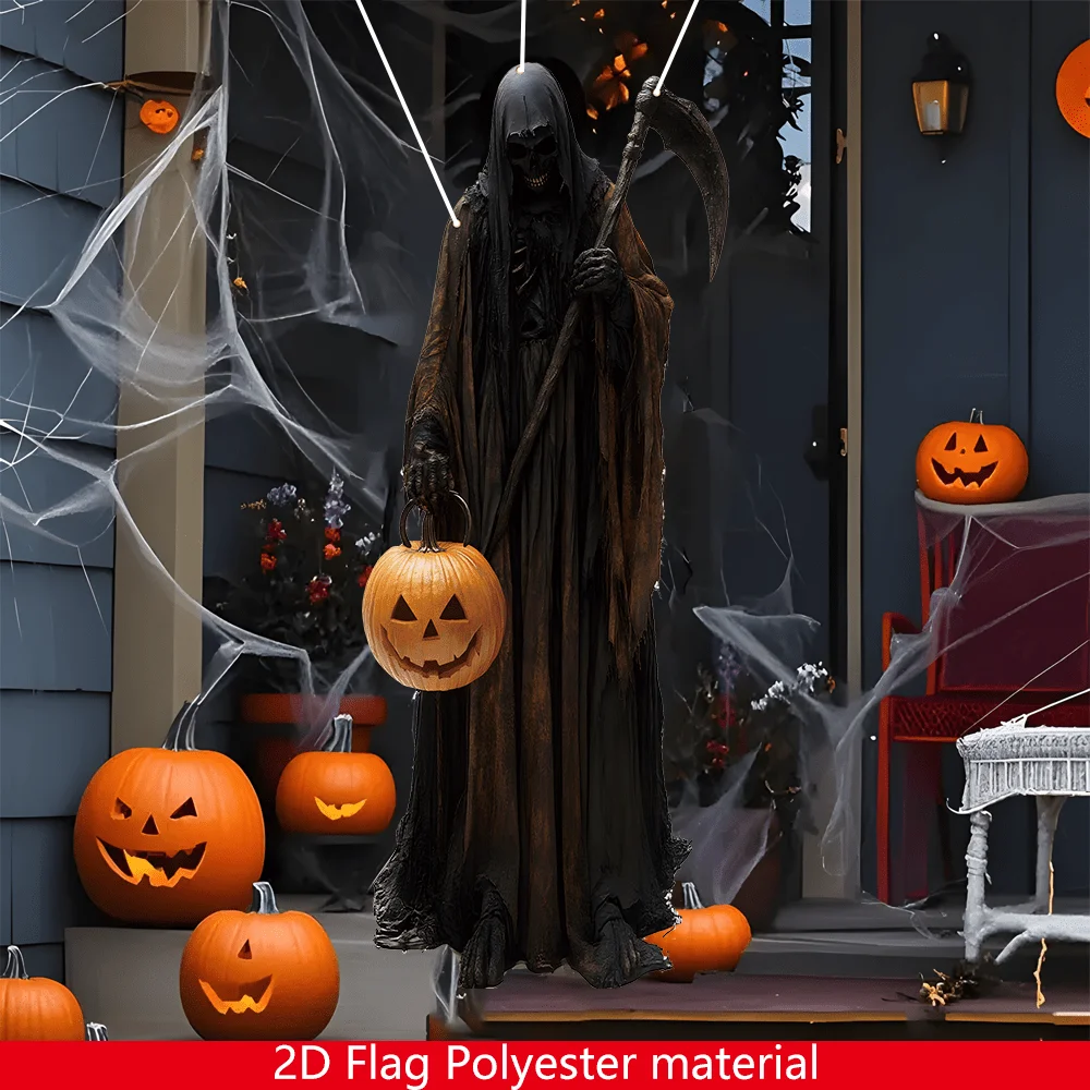 Halloween Horror Scythe Reaper Hintergrundtuch, Halloween Party Dekoration Geisterhaus Dekoration April