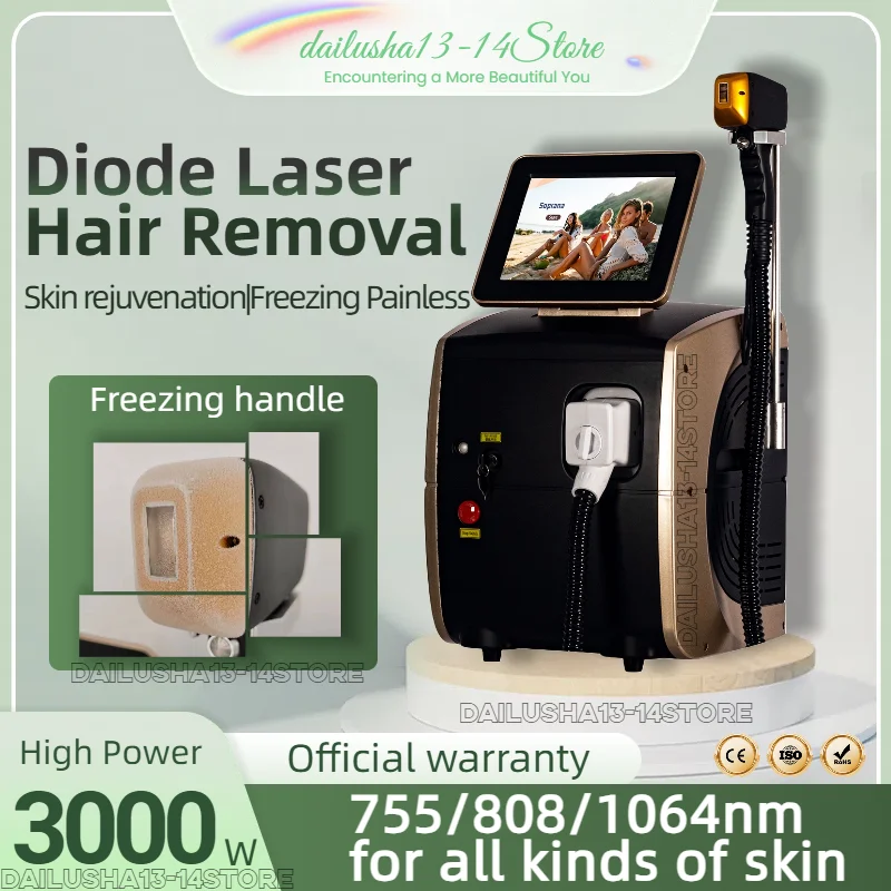 New Diode Laser755 808 1064nm Multi Wavelengths Hair Removal Machine Cooling Head Painless Laser Epilator Face Body Hair Removal