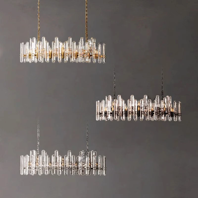 E14 LED Dimming American K9 Crystal Brass Silver Chandelier Hanging Light Lustre Suspension Luminaire Lampen For Living Room