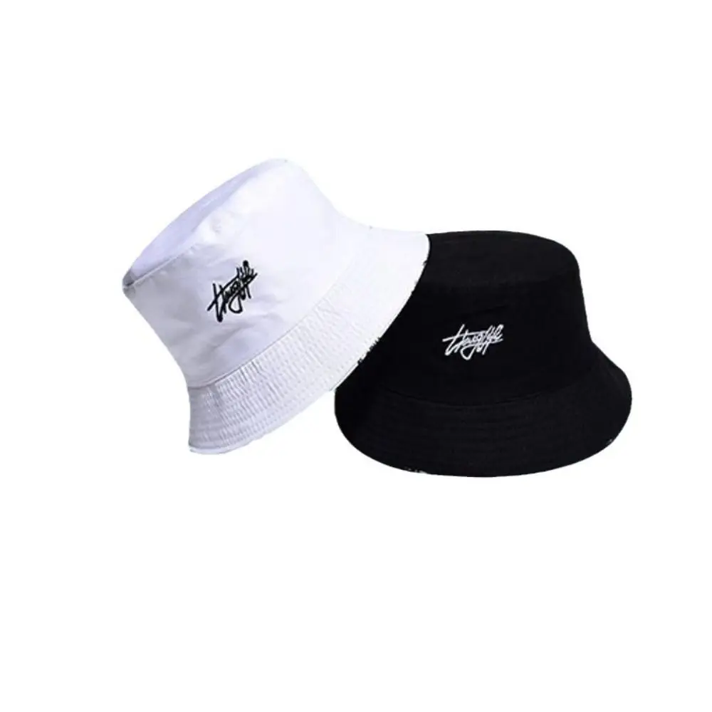 Portable Foldable Double-sided Sun Hat Graffiti Letter Japanese Style Bucket Hat Lightweight Fisherman Cap Golf Fishing