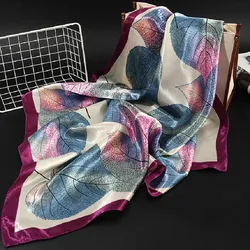 New Women's Scarf Bandana Headband Flowers Vintage Luxury Summer Beach Square Silk Handkerchief Bohemia Girl Accessories 2022