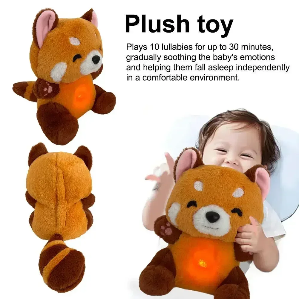 Red Panda Plush Toy Stuffed Animal 2024 New for Anxiety Relief with Music Lights And Rhythmic Breathing in Four Modes for Adults
