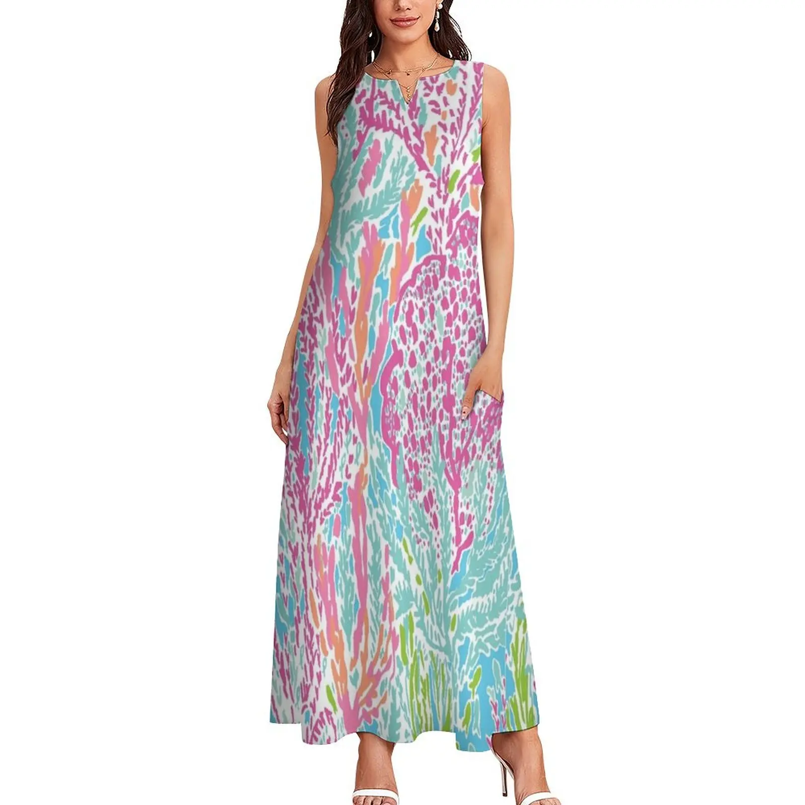 Lilly Inspired Print Long Dress sexy dress Women's summer suit birthday dress