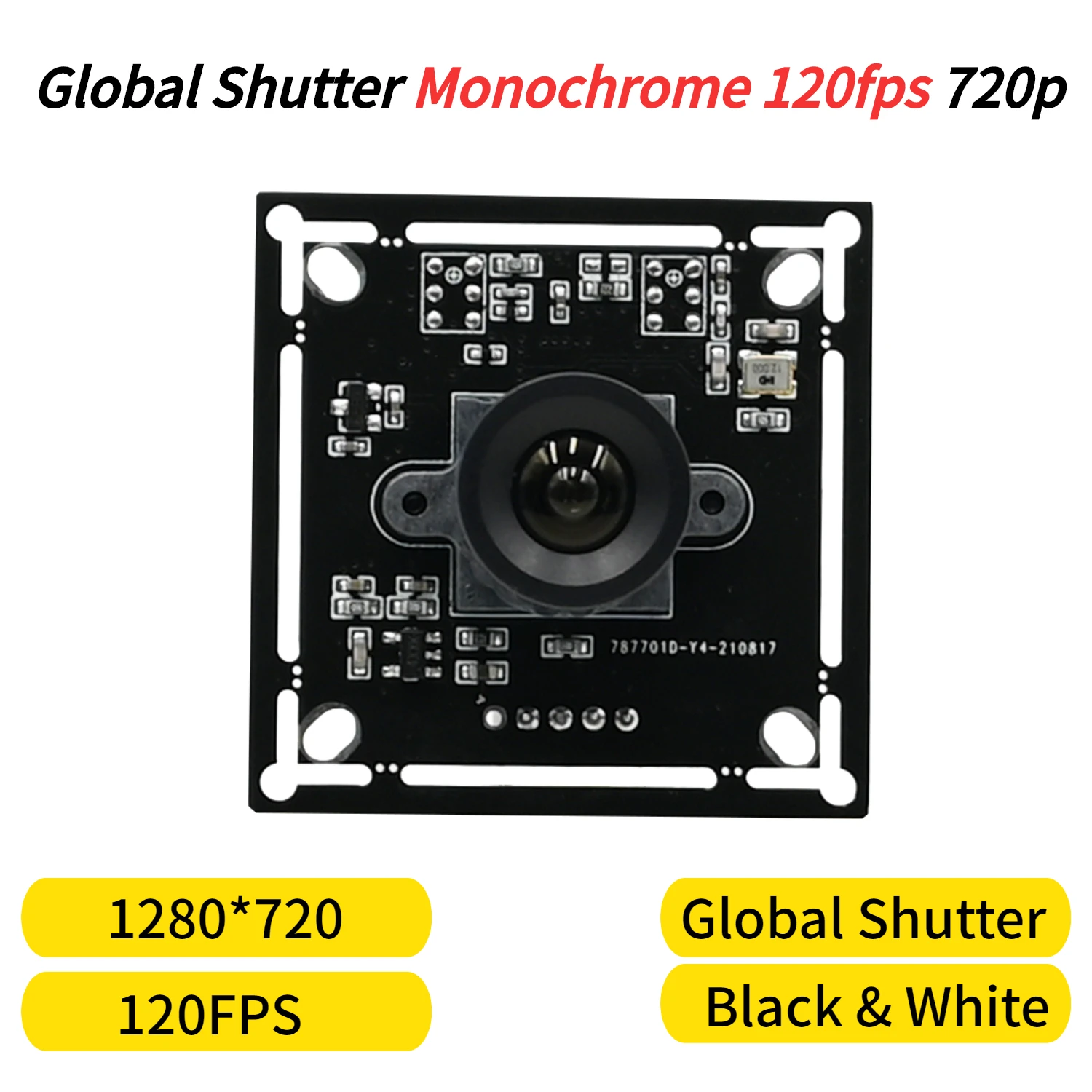 120FPS Global Shutter Kameramodul 720P, OV9281, Monochrom, 1280x720, 1MP USB-Webcam, Action-Capture mit hoher Bildrate, Plug-and-Play