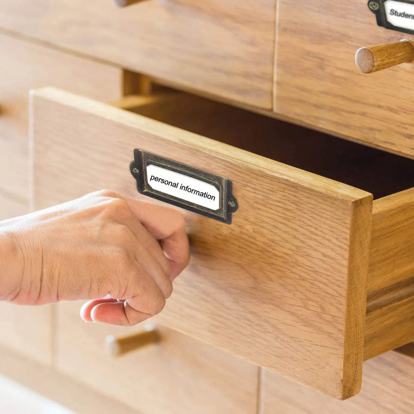 30Pcs Premium Metal Label Holder Rustic Drawer Pull Card Frame Cabinet Decoration Filing Cabinet Compartment Tag Holder