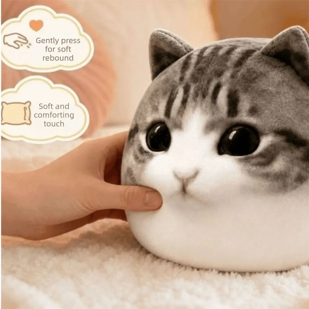 Funny Round Chubby Tabby Meme Cat Pillow Soft Fluffy Crispy Angle Cat 15/25/35/45cm Cartoon Cat Animal Gift