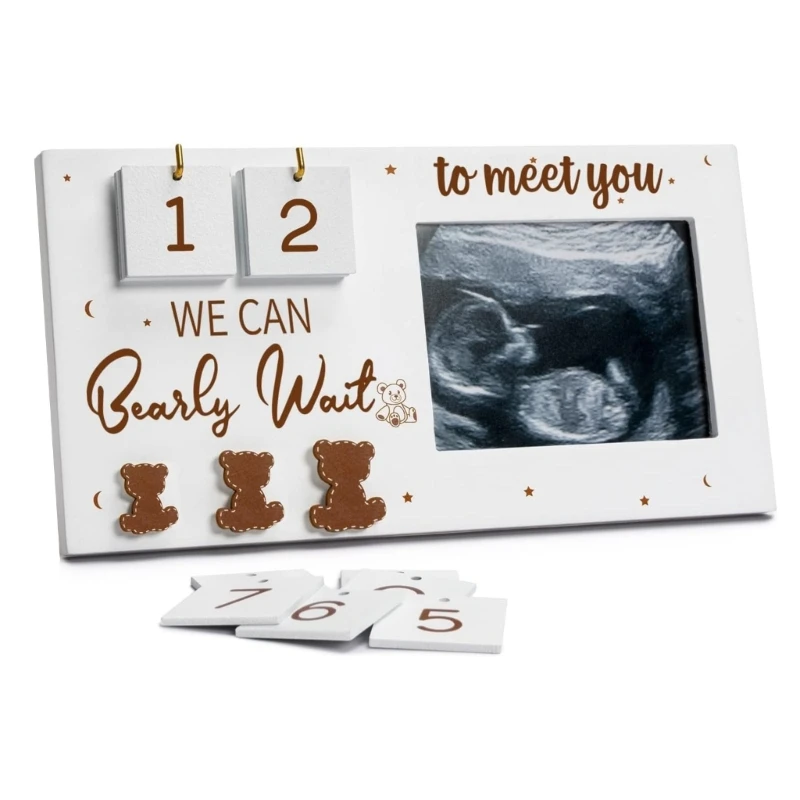 Q0KB Ultrasound Photo Frame, Picture Frame with Baby Countdown Weeks Newborns Announcement Display for Expecting Parents