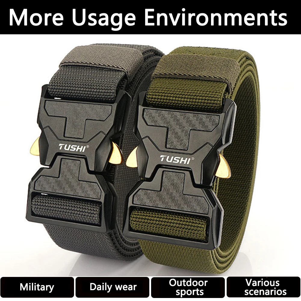 TUSHI Genuine Tactical Belt Quick Release Outdoor Military Belt Soft Real Nylon Sports Accessories Men And Women Elastic Belt