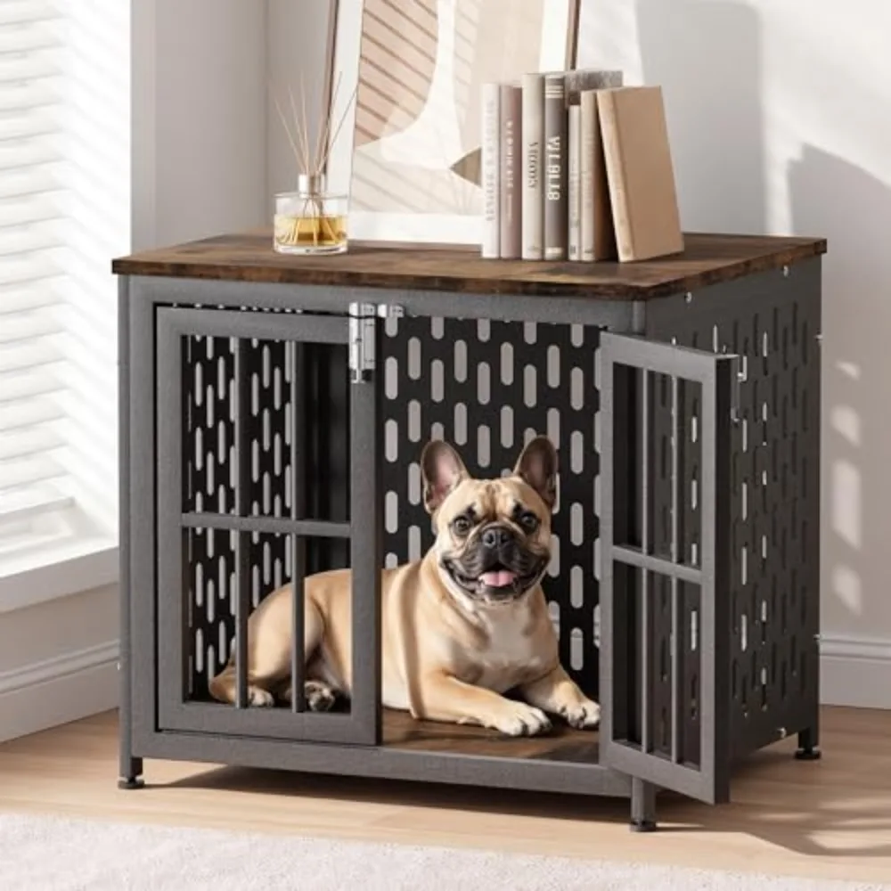 Indestructible 26 Inch Dog Crate Chew Proof Indoor Kennel, 2 Strong Locks | Double Doors With Rustproof Metal Panels