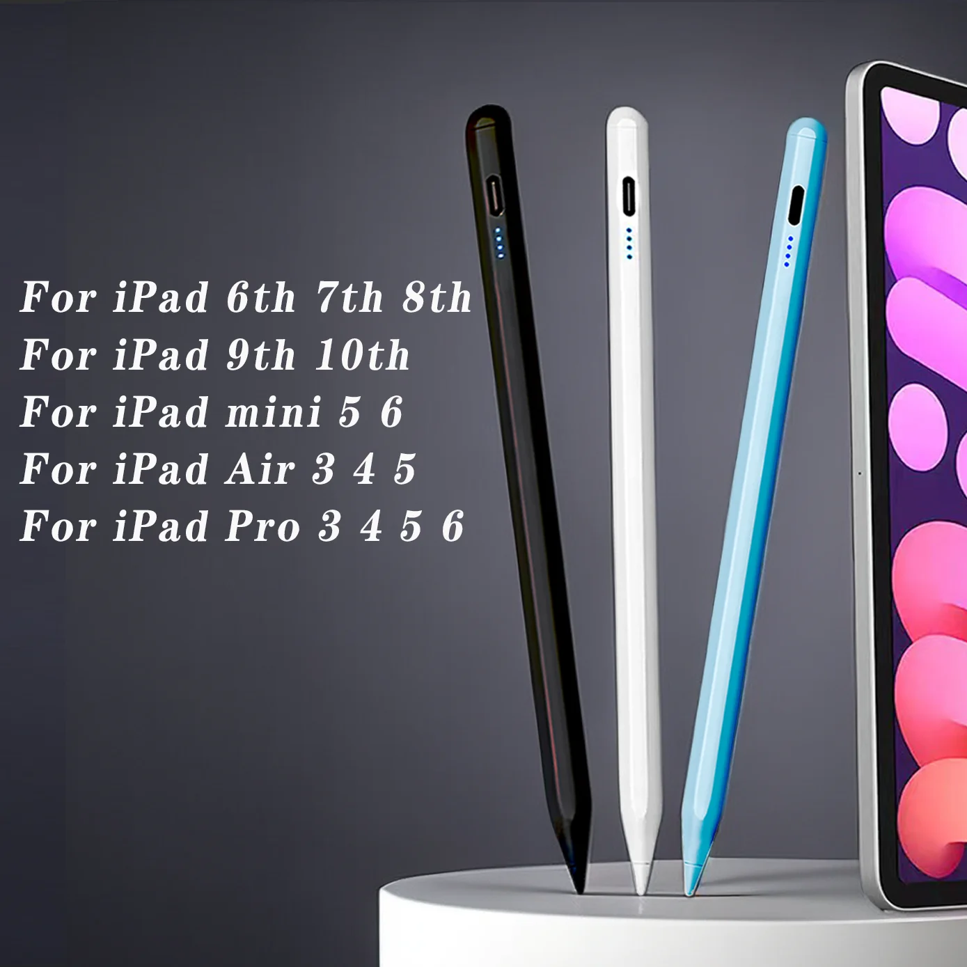 Bleistift für iPad 2014-2018 Stift für iPad Pro 11 2018 Luft 2023 7/8/12,9 Mini 5 6, für iPad Bleistift mit Handflächen abweisung