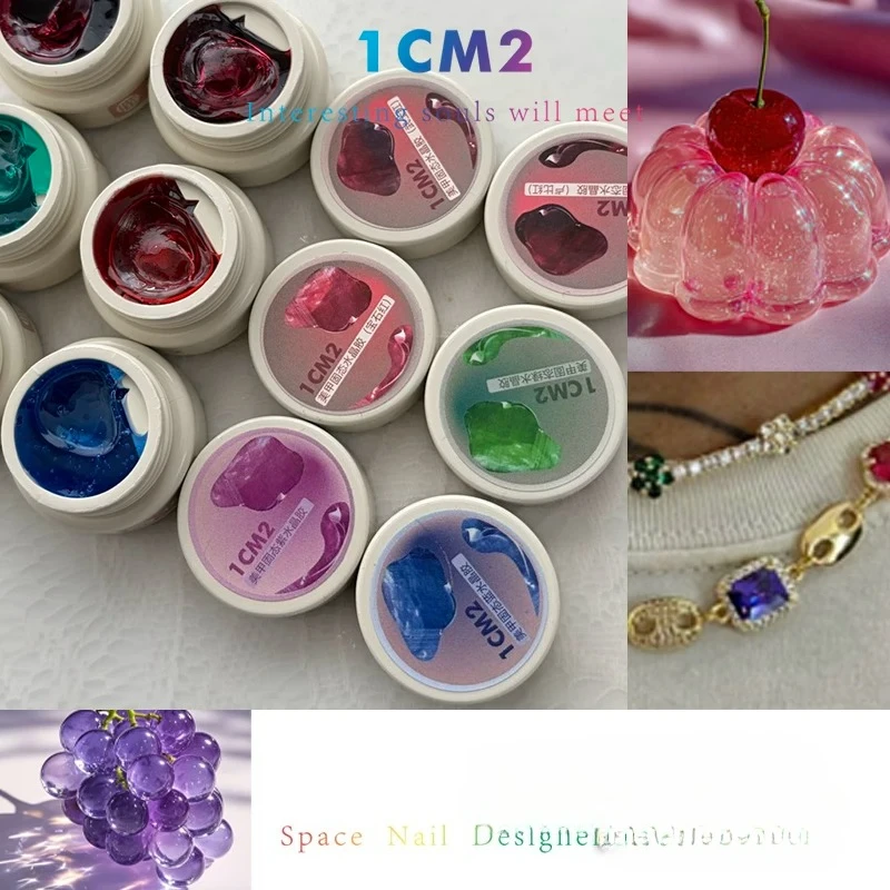 6Colors 5g Non-Stick Hand Solid Nail Extension Gel Red Blue Green Glass Crystal Hard Gel 3D Carving Flower Nail Art Shaping Gel