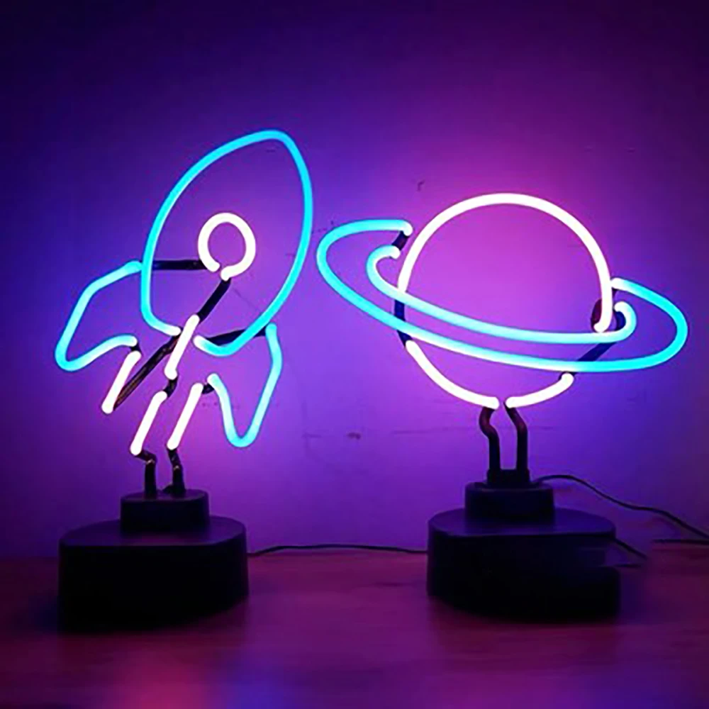 

KOKEKA Neon Sign LED Universe Rocket Table Lamp Glass Tubes Custom Christmas Party Night Light Home Decoration Gift for Friend