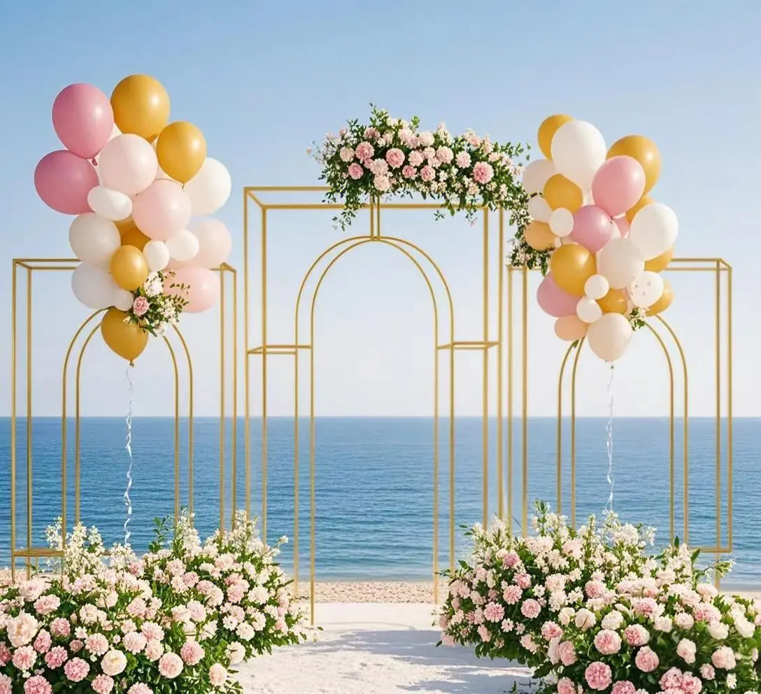 

Double Arch Backdrop Stand with Artificial Flower Wedding Party Decoration, Birthday Door Backdrop, Outdoor Event Decor