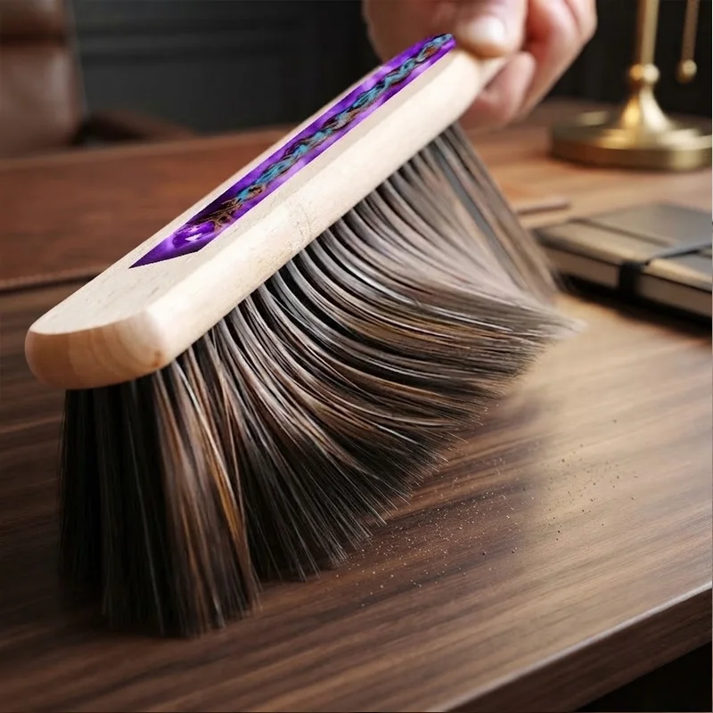 YUNLIWEI Soft Bristle Bed Brush with Wooden Handle Hand Duster for Bed Sheets Sofa Clothes Multi-purpose Cleaning Dusting Brush
