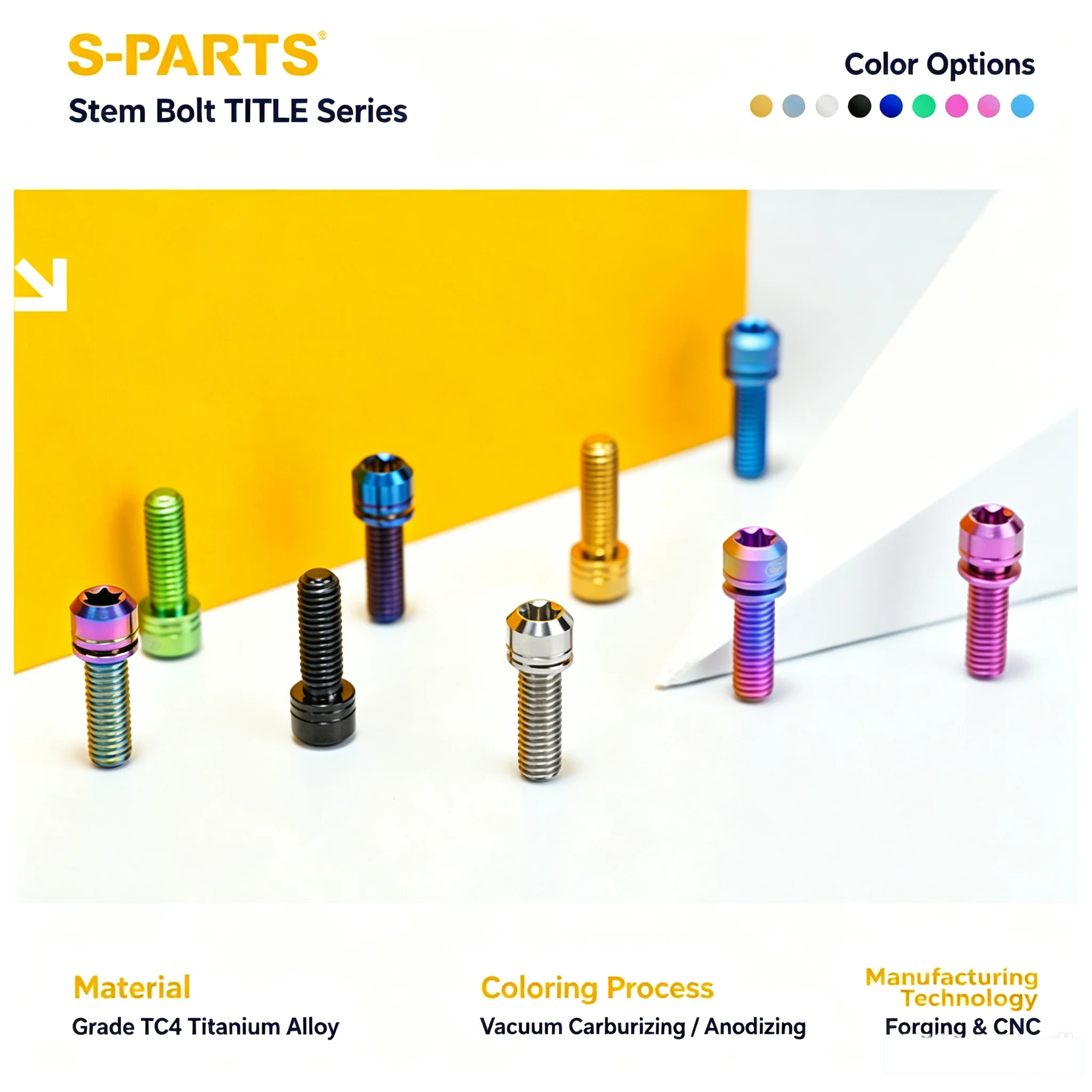 One Set S-PARTS Titanium Alloy Stem Bolt Set Fits TITLE ST1 ST2 DM1 Series Handlebar Stems Upgrade Modification Parts