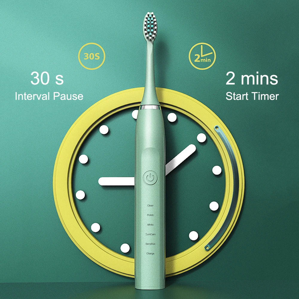 Sonic Bàn Chải Đánh Răng Điện Dành Cho Người Lớn Trẻ Em Siêu Sonic Ghế Rung Tự Động Làm Trắng IPX7 Chống Nước 6 Đầu Bàn Chải
