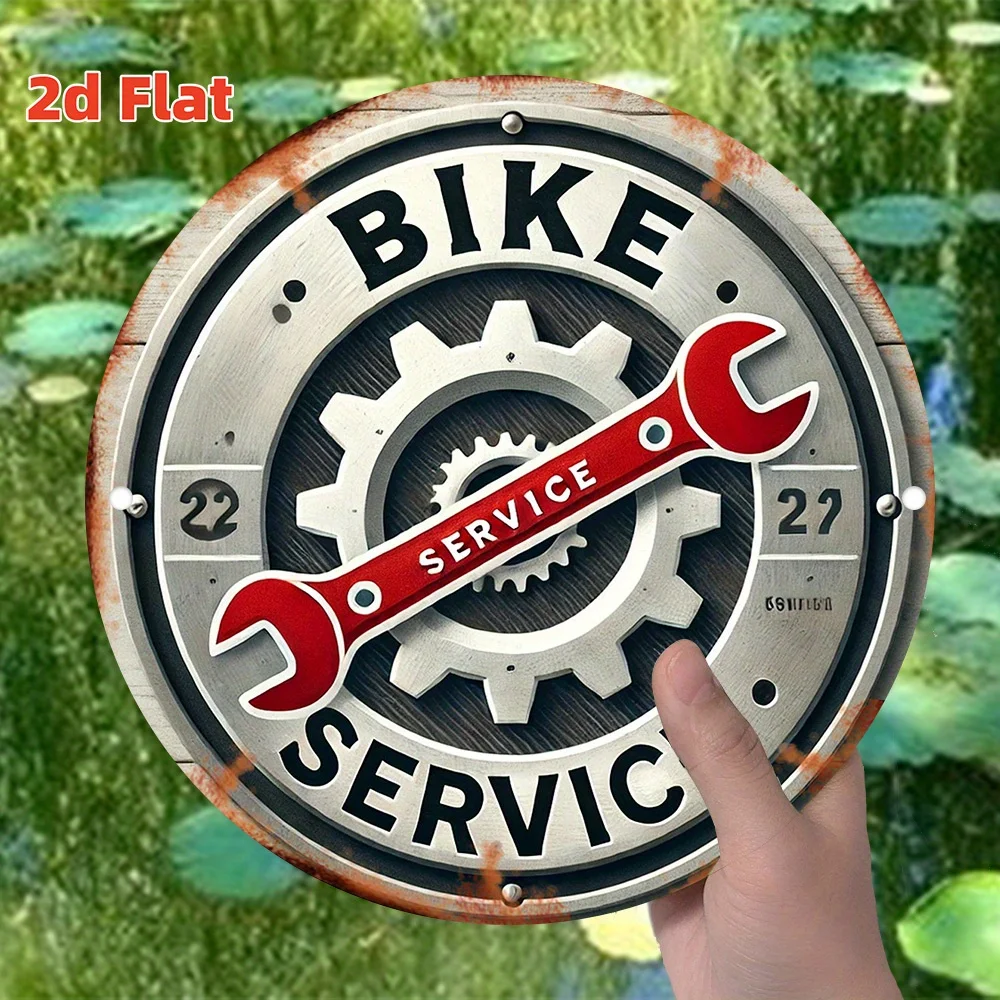 2D Metallschild Retro Fahrrad-Reparaturservice Wandkunst 8x12 Zoll Aluminium Blechschild Vintage-Dekoration für Zuhause Café Bar Geschäft Garage