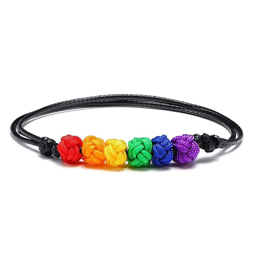 50 Pieces Rainbow Bracelets LGBT Lesbians Gay Bisexuals Strap Woven Braided Women Pride Men Couple Friendship Unisex Jewelry